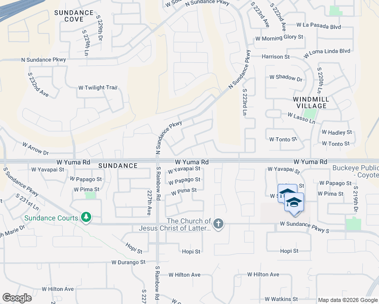 map of restaurants, bars, coffee shops, grocery stores, and more near 1132 South 225th Lane in Buckeye