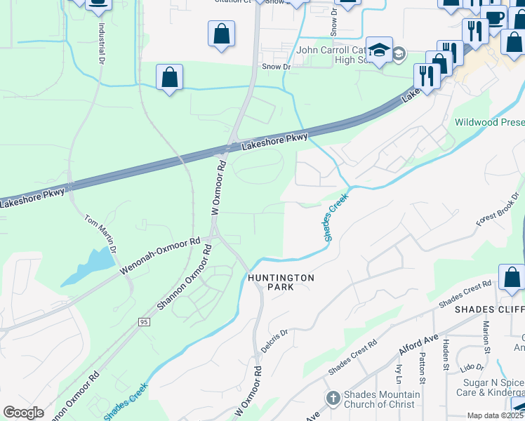 map of restaurants, bars, coffee shops, grocery stores, and more near 357 Blackstock Road in Birmingham