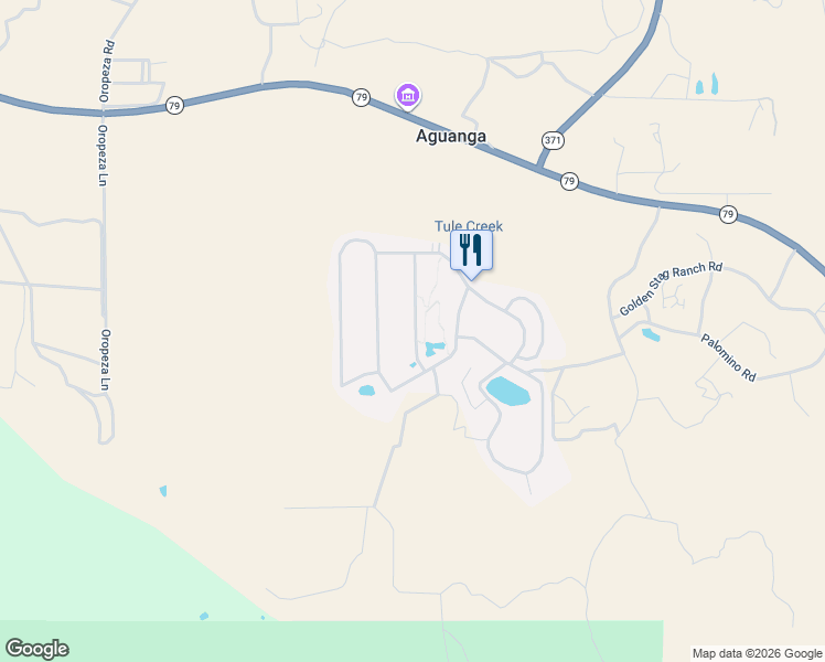 map of restaurants, bars, coffee shops, grocery stores, and more near 45525 California 79 in Aguanga