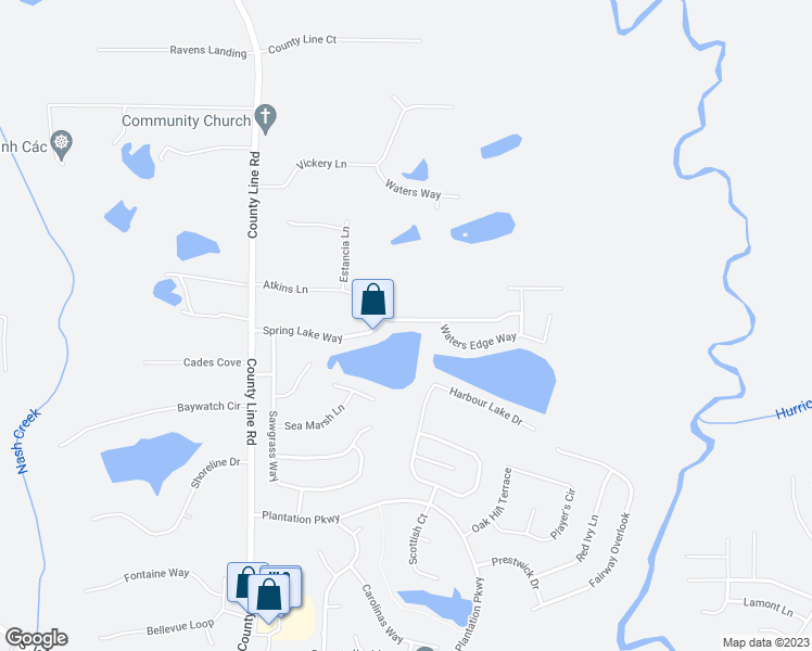 map of restaurants, bars, coffee shops, grocery stores, and more near 11827 Spring Lake Way in Fayetteville