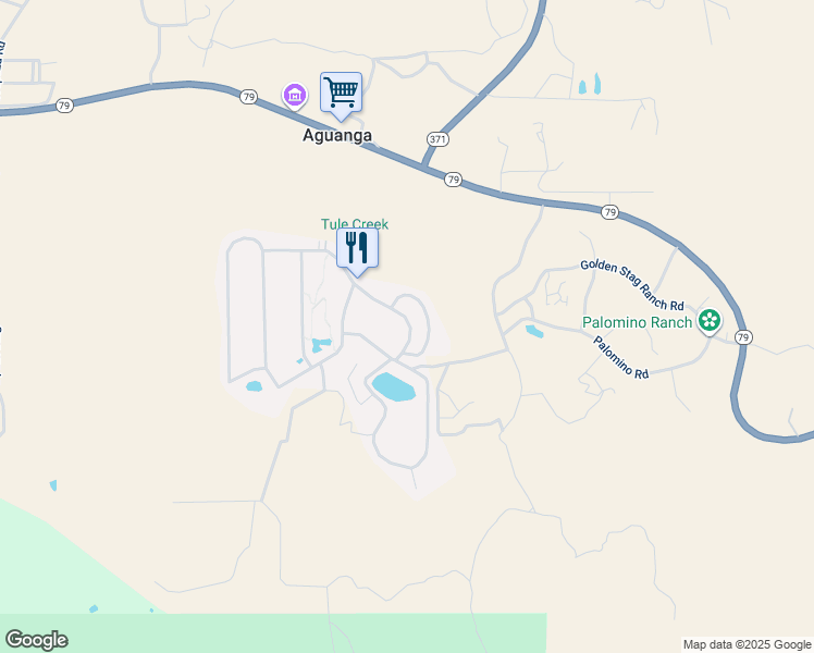 map of restaurants, bars, coffee shops, grocery stores, and more near 45525 California 79 in Aguanga