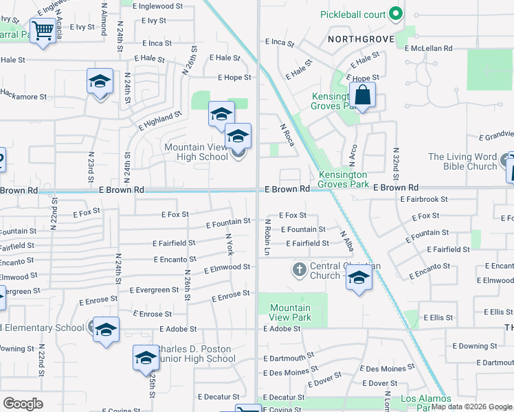 map of restaurants, bars, coffee shops, grocery stores, and more near 1183 North Lindsay Road in Mesa