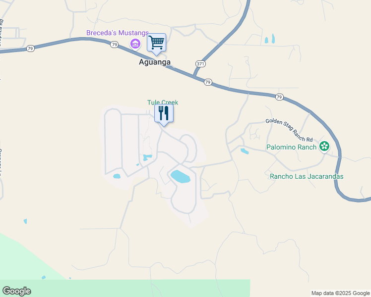 map of restaurants, bars, coffee shops, grocery stores, and more near 45525 California 79 in Aguanga