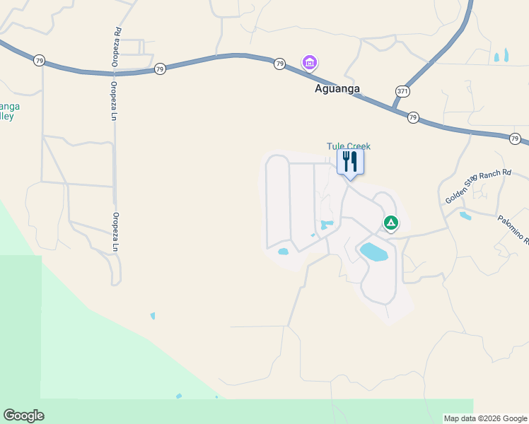 map of restaurants, bars, coffee shops, grocery stores, and more near 45525 California 79 in Aguanga