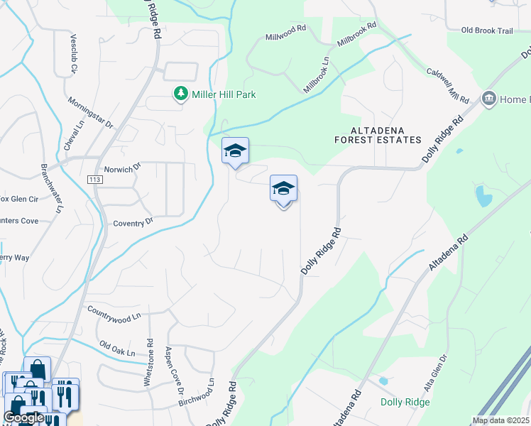 map of restaurants, bars, coffee shops, grocery stores, and more near 2680 Gresham Drive in Birmingham
