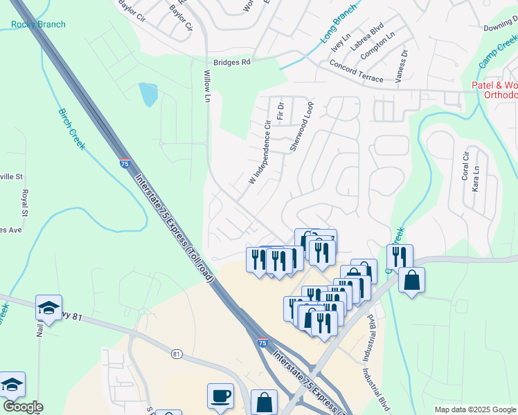 map of restaurants, bars, coffee shops, grocery stores, and more near 11 Greenview Drive in McDonough