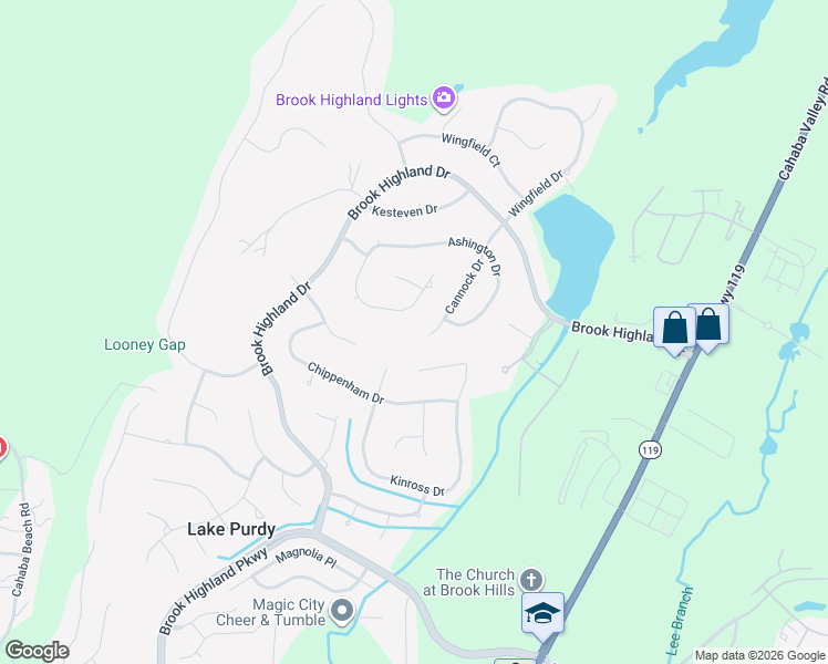 map of restaurants, bars, coffee shops, grocery stores, and more near 3949 Cannock Dr in Birmingham
