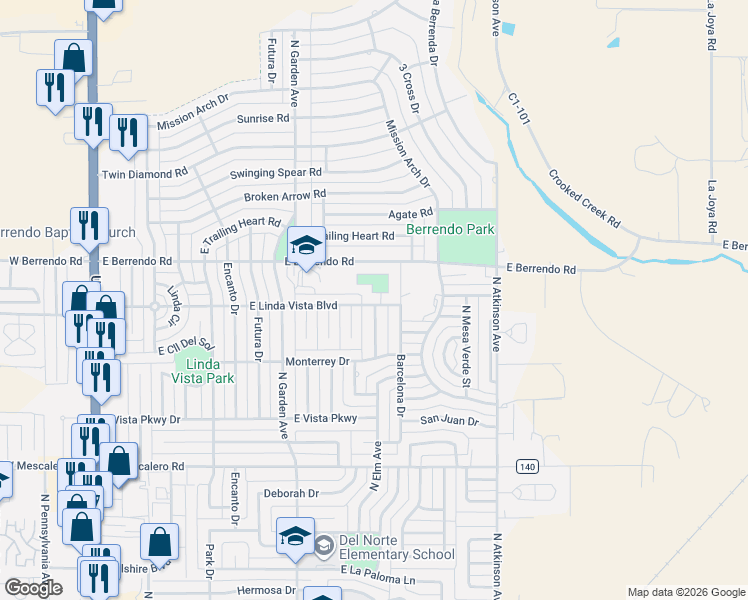 map of restaurants, bars, coffee shops, grocery stores, and more near 1 Rio Bonito Circle in Roswell