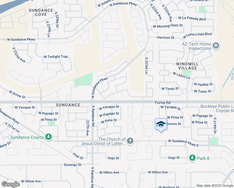 map of restaurants, bars, coffee shops, grocery stores, and more near 1119 South 225th Lane in Buckeye