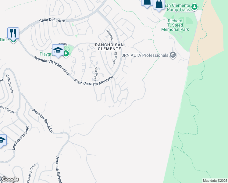 map of restaurants, bars, coffee shops, grocery stores, and more near 10 Calle Pastadero in San Clemente