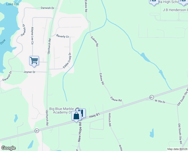 map of restaurants, bars, coffee shops, grocery stores, and more near 221 Eskew Road in McDonough