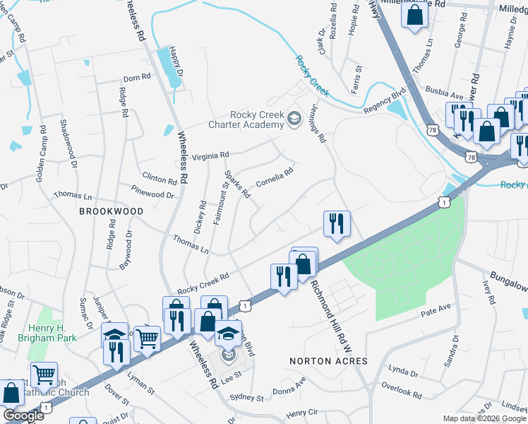 map of restaurants, bars, coffee shops, grocery stores, and more near 2818 Gordy Rd in Augusta