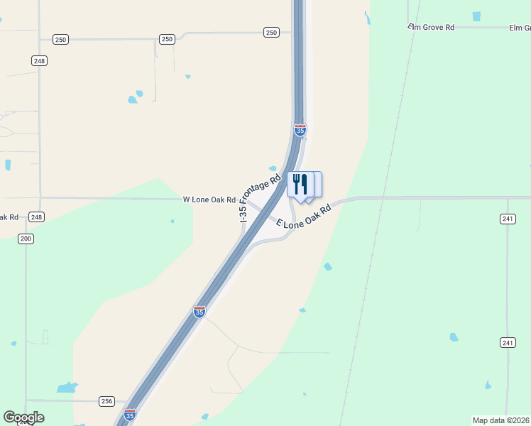 map of restaurants, bars, coffee shops, grocery stores, and more near 13965 Interstate 35 in Valley View