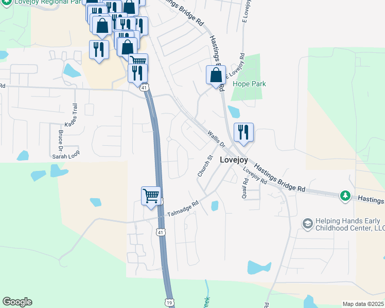 map of restaurants, bars, coffee shops, grocery stores, and more near 2299 Elsie Way in Hampton