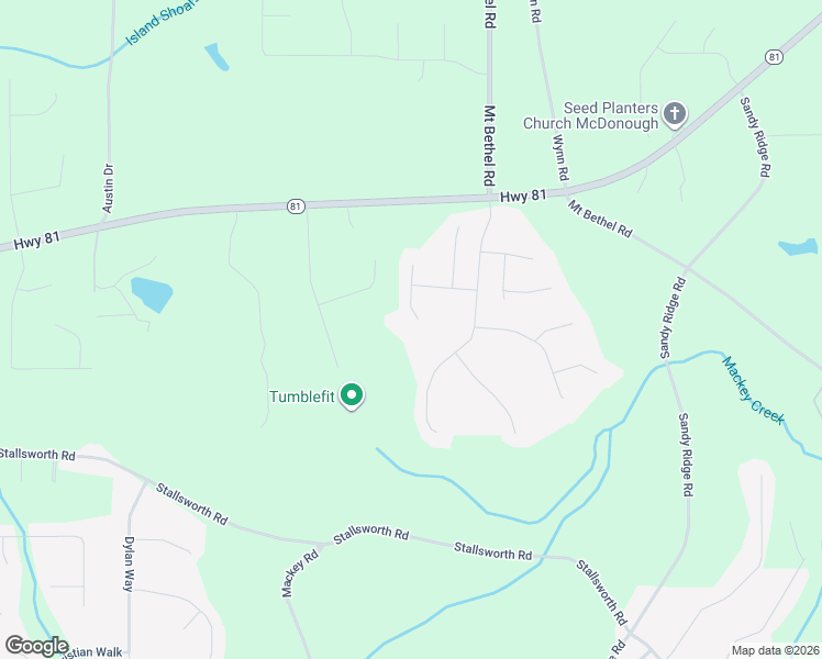 map of restaurants, bars, coffee shops, grocery stores, and more near 1312 Durham Terrace in McDonough