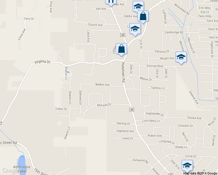 map of restaurants, bars, coffee shops, grocery stores, and more near 107 Walker Ave in Hueytown