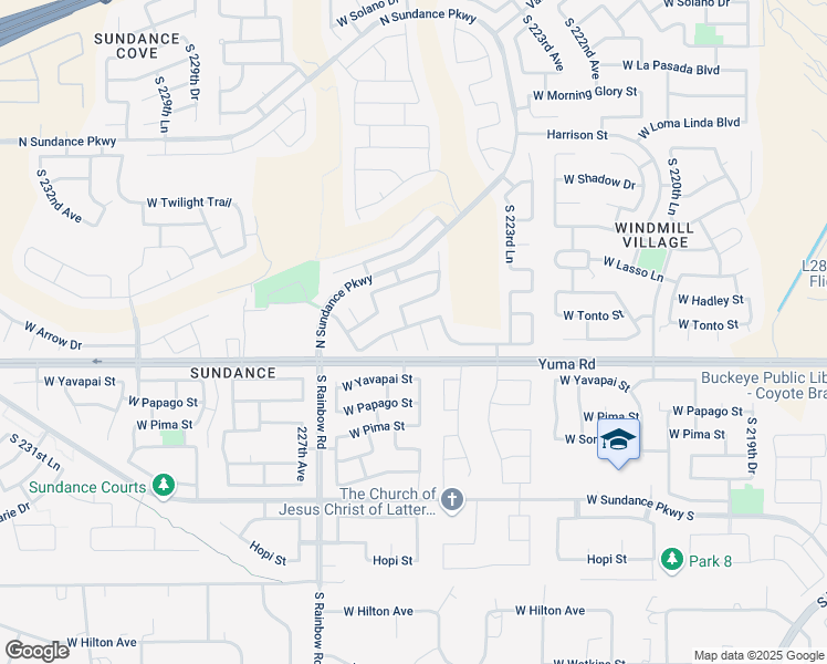 map of restaurants, bars, coffee shops, grocery stores, and more near 1119 South 225th Lane in Buckeye