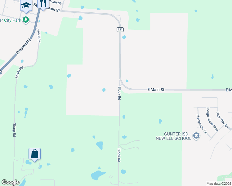map of restaurants, bars, coffee shops, grocery stores, and more near Block Road in Gunter