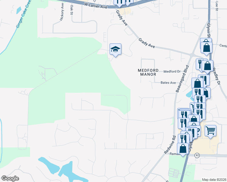 map of restaurants, bars, coffee shops, grocery stores, and more near 205 North Mourning Dove Drive in Fayetteville