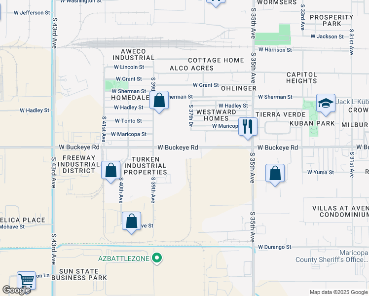 map of restaurants, bars, coffee shops, grocery stores, and more near in Phoenix