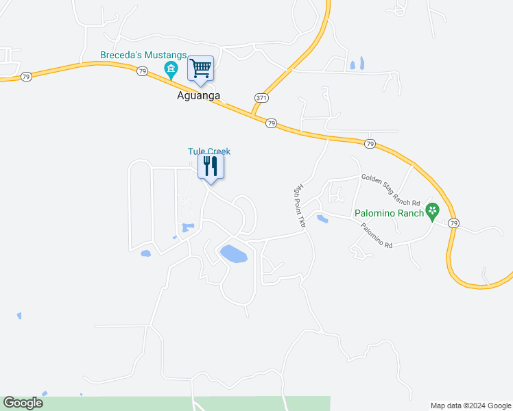 map of restaurants, bars, coffee shops, grocery stores, and more near 45525 California 79 in Aguanga