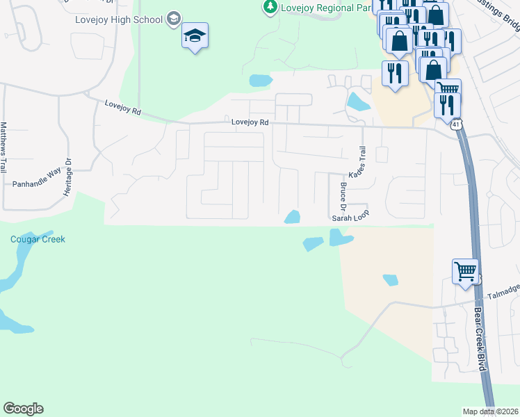 map of restaurants, bars, coffee shops, grocery stores, and more near 1937 Sandy Trail Drive in Hampton