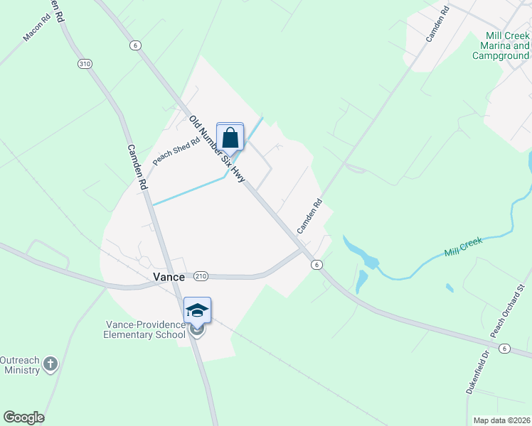 map of restaurants, bars, coffee shops, grocery stores, and more near 10432 Old Number Six Highway in Vance