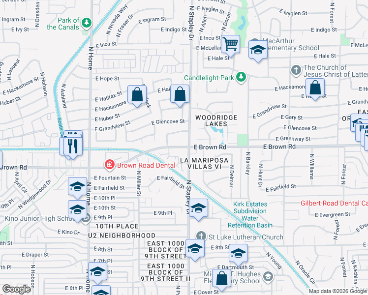 map of restaurants, bars, coffee shops, grocery stores, and more near in Mesa
