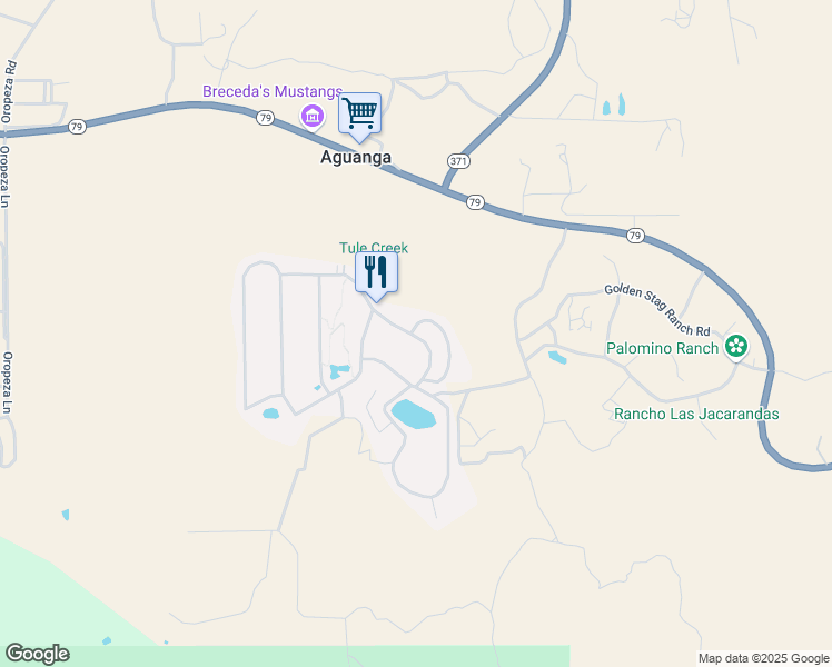 map of restaurants, bars, coffee shops, grocery stores, and more near 45525 California 79 in Aguanga