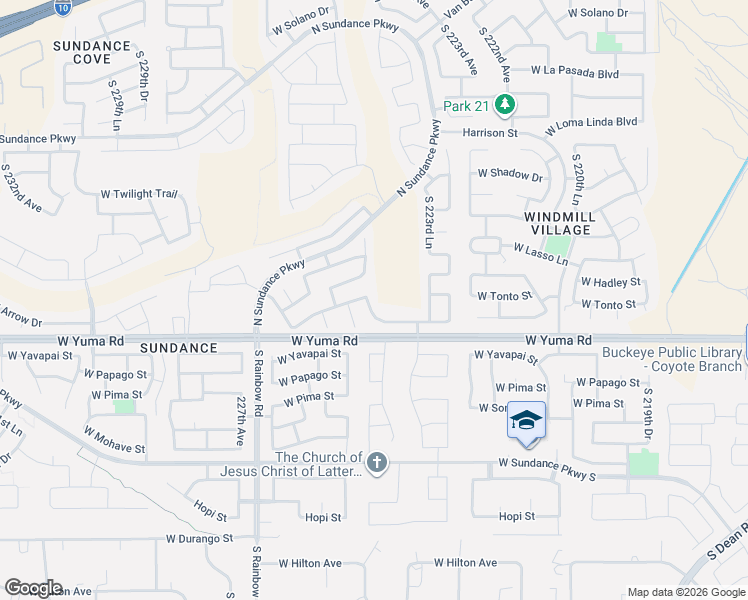 map of restaurants, bars, coffee shops, grocery stores, and more near 1117 South 225th Avenue in Buckeye