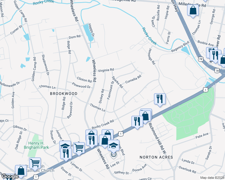 map of restaurants, bars, coffee shops, grocery stores, and more near 2832 Fairmount Street in Augusta