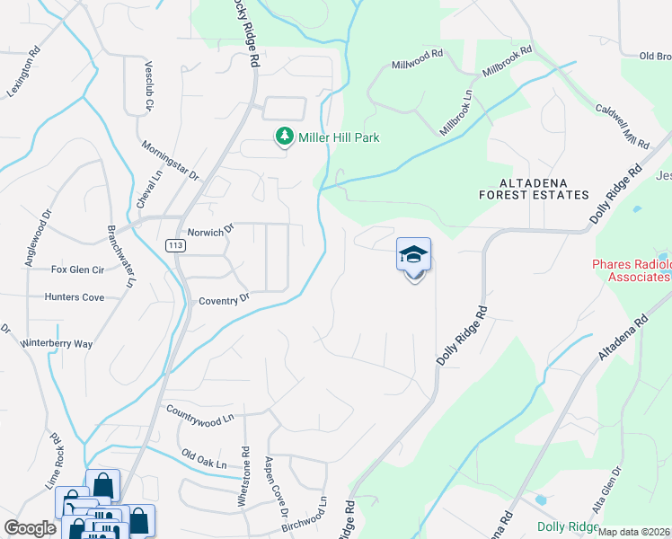 map of restaurants, bars, coffee shops, grocery stores, and more near 2025 Country Ridge Place in Vestavia Hills