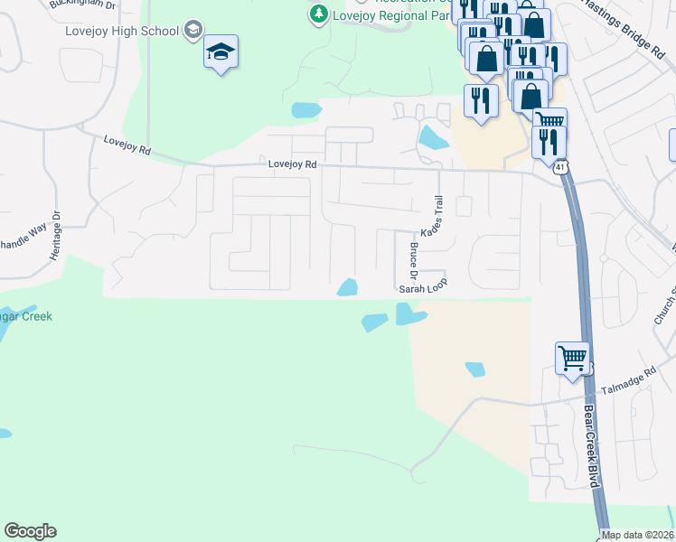 map of restaurants, bars, coffee shops, grocery stores, and more near 11689 Flemming Court in Hampton