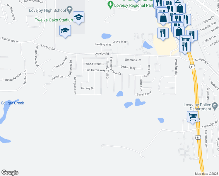 map of restaurants, bars, coffee shops, grocery stores, and more near 1930 Sandy Trail Drive in Hampton