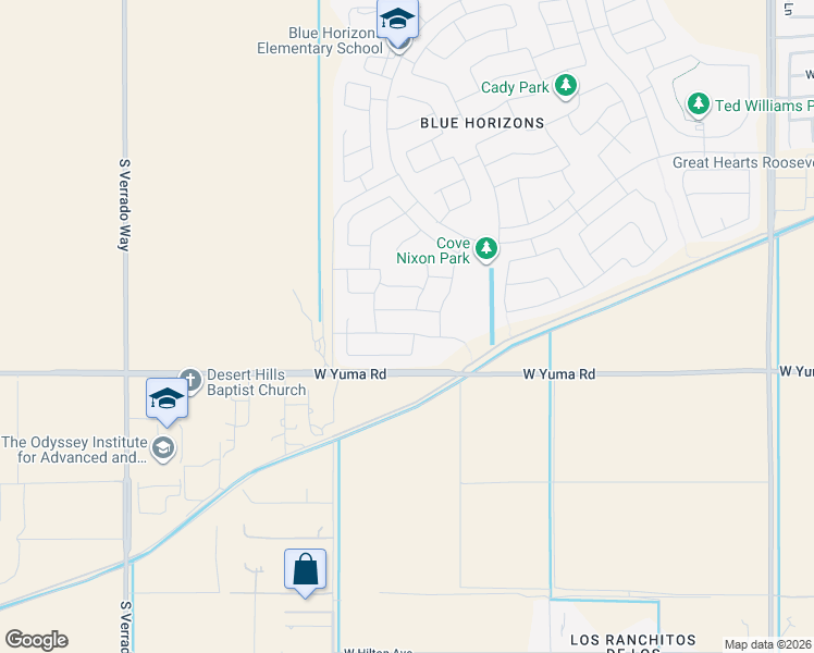 map of restaurants, bars, coffee shops, grocery stores, and more near 20125 West Tonto Street in Buckeye