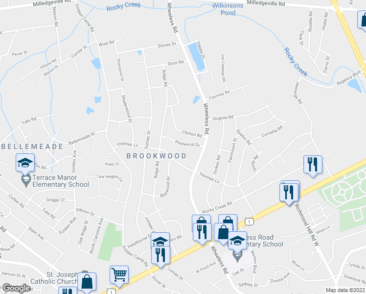 map of restaurants, bars, coffee shops, grocery stores, and more near 3008 Pinewood Drive in Augusta
