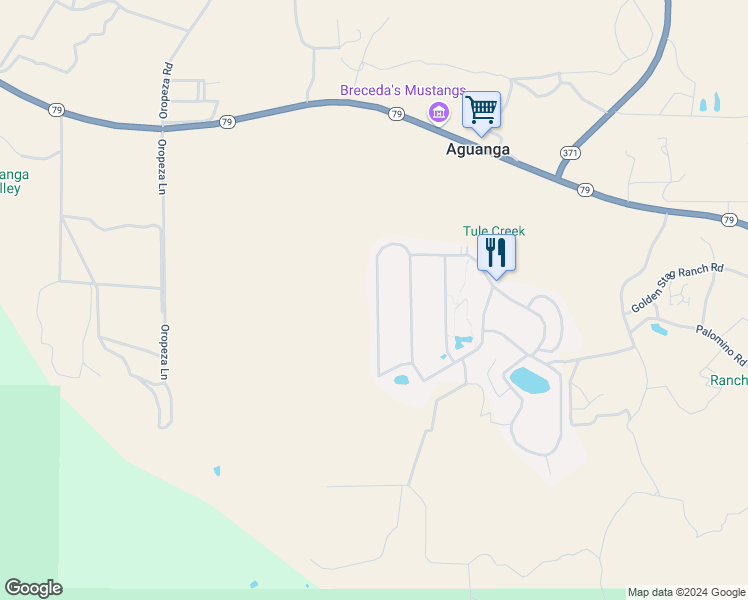 map of restaurants, bars, coffee shops, grocery stores, and more near 45525 California 79 in Aguanga