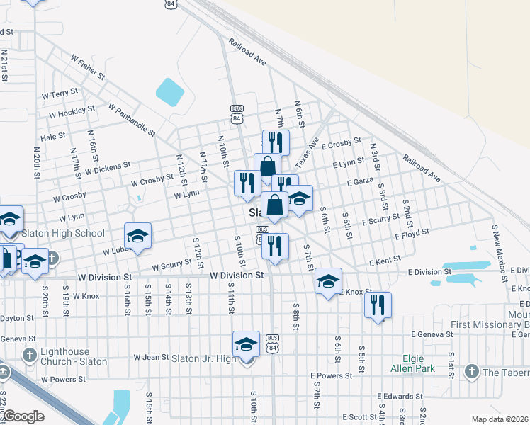 map of restaurants, bars, coffee shops, grocery stores, and more near in Slaton
