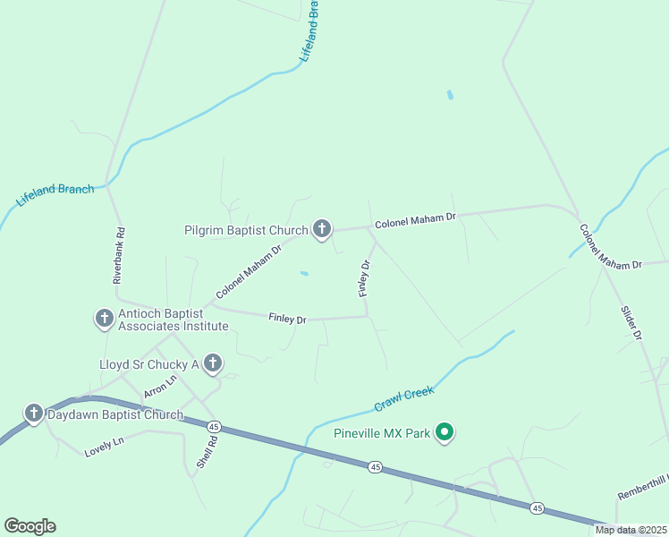 map of restaurants, bars, coffee shops, grocery stores, and more near 481 Finley Drive in Pineville