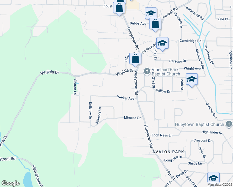 map of restaurants, bars, coffee shops, grocery stores, and more near 116 Walker Avenue in Bessemer