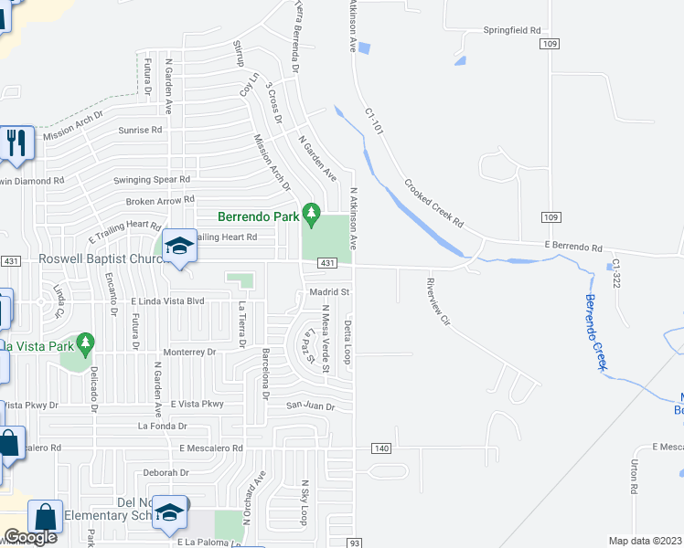 map of restaurants, bars, coffee shops, grocery stores, and more near 5 EC Tucker Court in Roswell