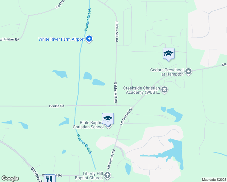 map of restaurants, bars, coffee shops, grocery stores, and more near 1152 Babbs Mill Road in Hampton