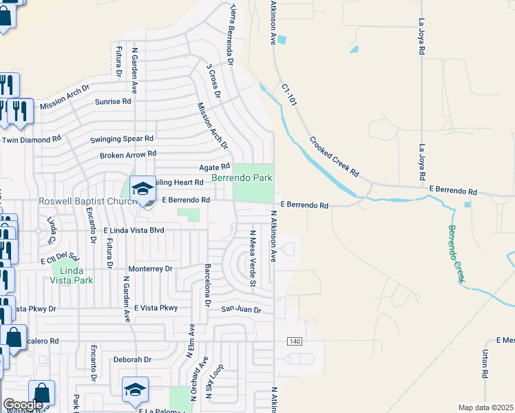 map of restaurants, bars, coffee shops, grocery stores, and more near 5 EC Tucker Court in Roswell