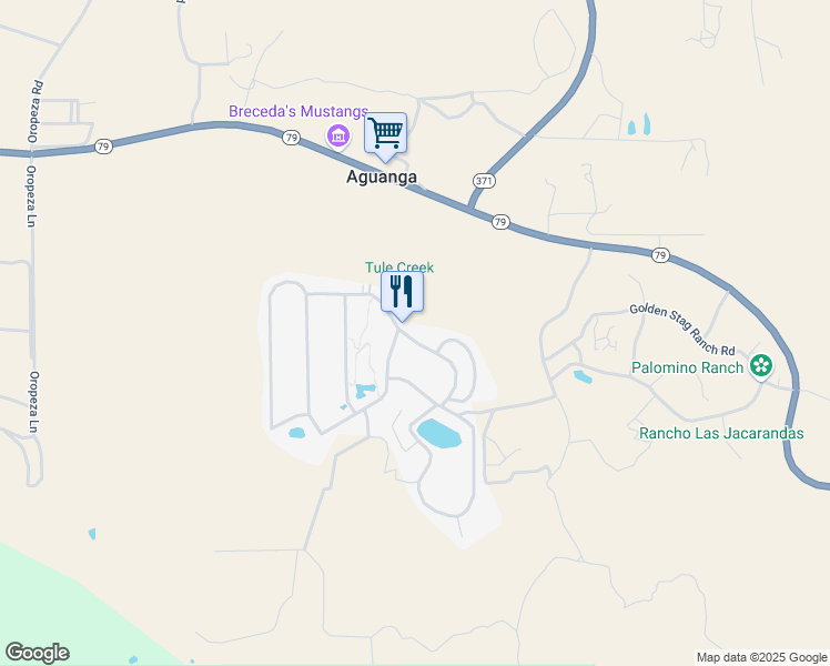 map of restaurants, bars, coffee shops, grocery stores, and more near 45525 California 79 in Aguanga