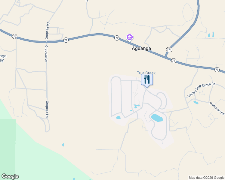 map of restaurants, bars, coffee shops, grocery stores, and more near 45525 California 79 in Aguanga