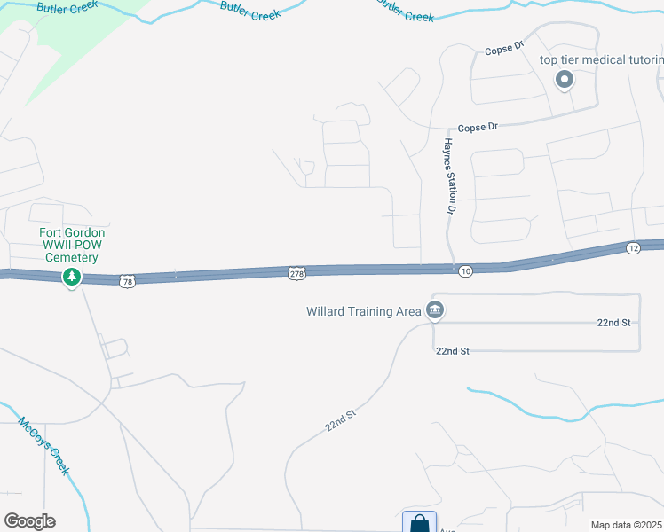 map of restaurants, bars, coffee shops, grocery stores, and more near 2851 Gordon Highway in Grovetown