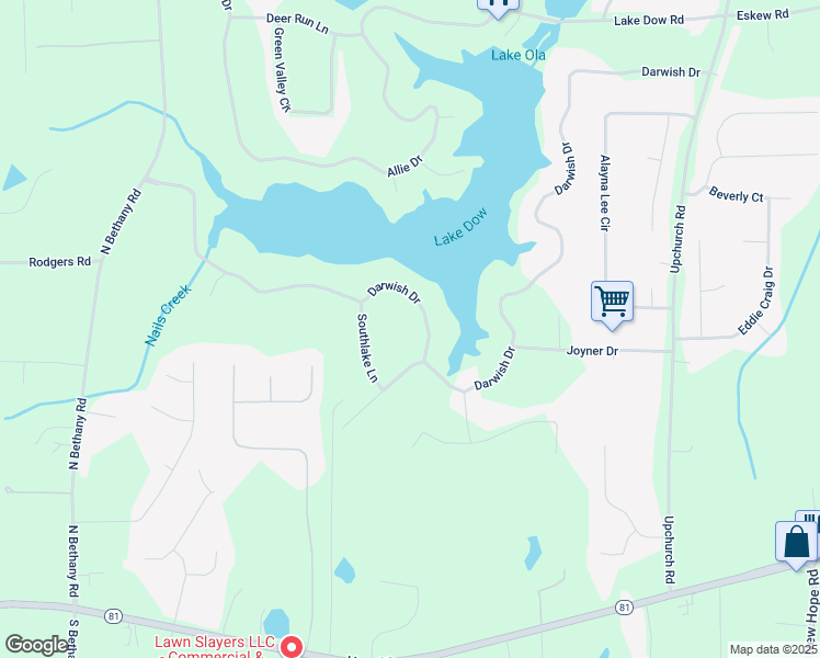 map of restaurants, bars, coffee shops, grocery stores, and more near 191 Darwish Drive in McDonough