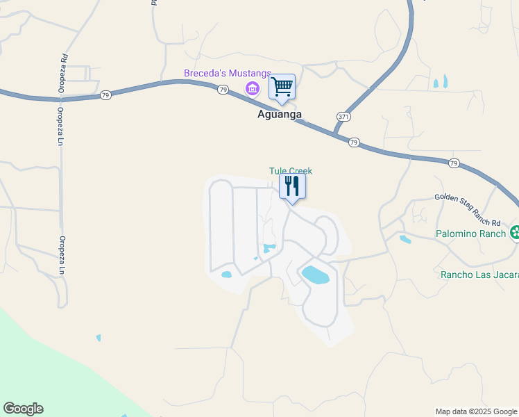 map of restaurants, bars, coffee shops, grocery stores, and more near 45525 California 79 in Aguanga