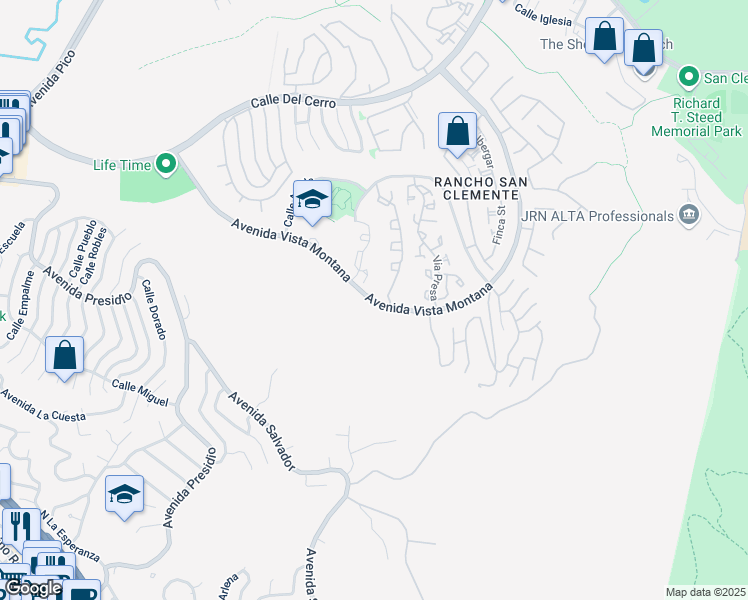 map of restaurants, bars, coffee shops, grocery stores, and more near 394 Avenida Vista Montana in San Clemente
