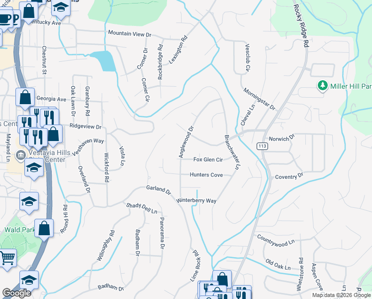 map of restaurants, bars, coffee shops, grocery stores, and more near 1341 Anglewood Dr in Vestavia Hills